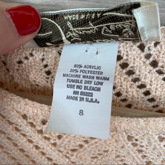 Savion Vintage Peach Puff Sleeve Knit Sweater S - Picture 3 of 7